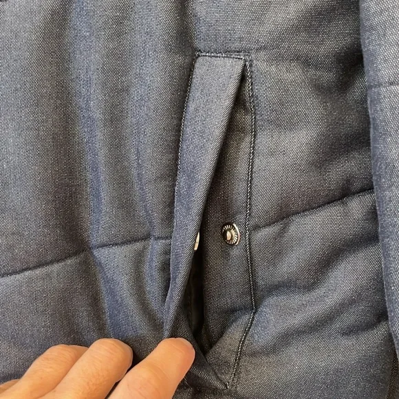 Banana Republic cotton denim-like puffer navy blue inside & outside pocket SZ M